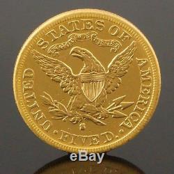 1886 S US $5 Dollar Liberty Head, Half Eagle, Fine Gold Coin, NR