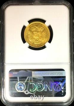 1887 Gold Venezuela 20 Bolivares Simon Bolivar Coin Ngc Extremely Fine 40