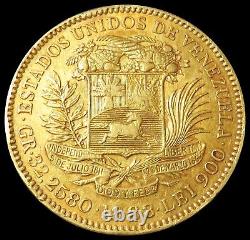 1888 Gold Venezuela 4,250 Minted 100 Bolivares Extra Fine Coin Key Date