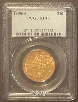 1888-S $10 GOLD LIBERTY EAGLE Classic Coin Graded by PCGS XF45 09998 1888-S $10 GOLD LIBERTY EAGLE Classic Coin Graded by PCGS XF45 09998