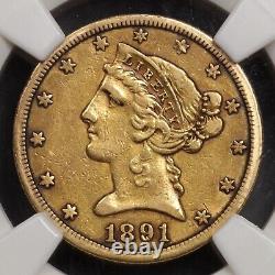 1891-CC U. S. Liberty Head Gold Half Eagle Coin NGC XF-40 Extremely Fine