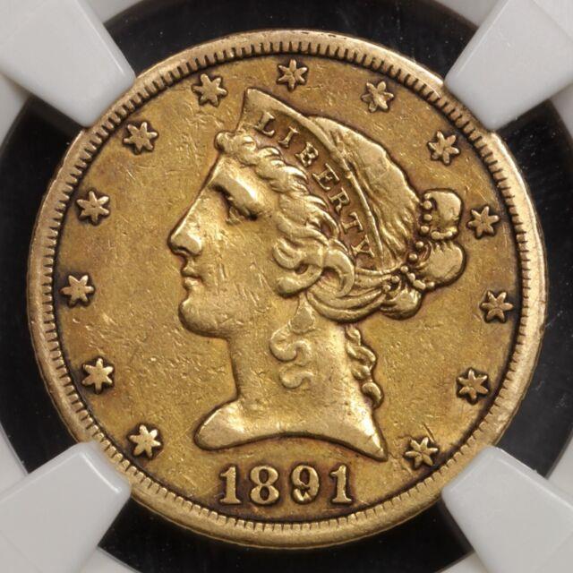 1891-cc U. S. Liberty Head Gold Half Eagle Coin Ngc Xf-40 Extremely Fine