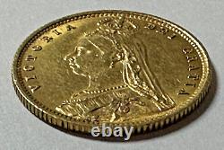 1892 Gold Great Britain Victiria. 917 Fine Gold 1/2 Sovereign Coin