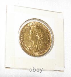 1894 BRITISH SOVEREIGN QUEEN VICTORIA GOLD COIN, BULLION GOLD STANDARD-0.9167=22k