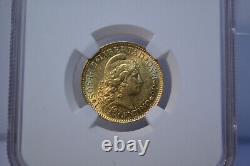 1896 Argetina Gold 5 Pesos / 1 Argentino Ngc Au58 Fine Gold Coin