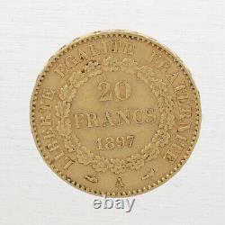 1897 France Gold 20 Francs Lucky Angel Gold Coin 90% Fine Gold