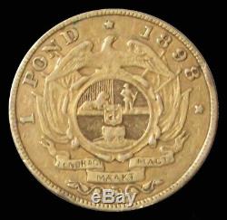 1898 Gold South Africa Republic Pond Coin Very Fine Condition