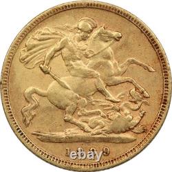 1899 Queen Victoria Great Britain Gold Half Sovereign, Very Fine VF+