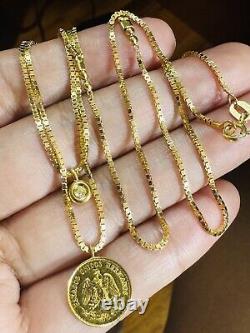 18C 18K 750 Fine Yellow Saudi Gold Dos Pesos Coin Necklace 18 /19 Long 9.3g