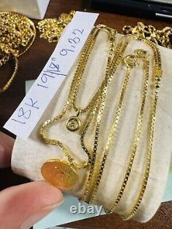 18C 18K 750 Fine Yellow Saudi Gold Dos Pesos Coin Necklace 18 /19 Long 9.3g