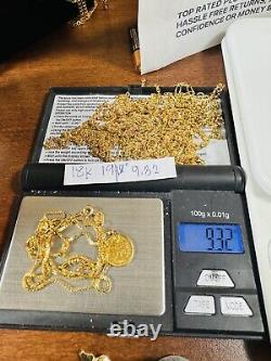 18C 18K 750 Fine Yellow Saudi Gold Dos Pesos Coin Necklace 18 /19 Long 9.3g