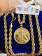 18k Fine 750 Real Gold Mens Women's Jesus Maria Necklace 24 Long 5mm 11.3g
