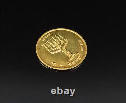 18K GOLD Vintage Israel Symbols David's Tower & Jewish Menorah Coin GOT058