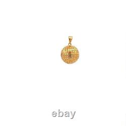 18K Gold Pendant Charm Money Lucky Coin Ball Fine Jewelry 1.10 grams