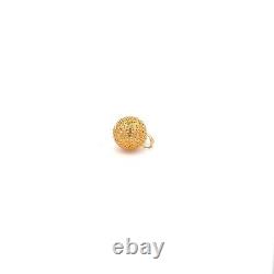 18K Gold Pendant Charm Money Lucky Coin Ball Fine Jewelry 1.10 grams