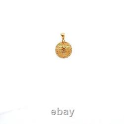 18K Gold Pendant Charm Money Lucky Coin Ball Fine Jewelry 1.10 grams