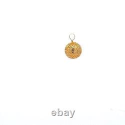 18K Gold Pendant Charm Money Lucky Coin Ball Fine Jewelry 1.10 grams