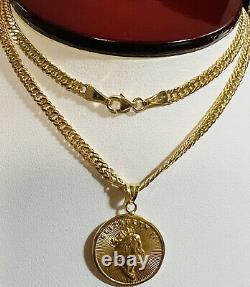 18K Real Gold Necklace Fine 750 Women's 18 long Queen Coin Necklace 3.5mm 8.2g