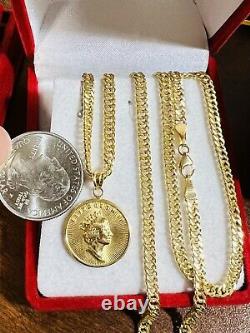 18K Real Gold Necklace Fine 750 Women's 18 long Queen Coin Necklace 3.5mm 8.2g