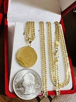 18K Real Gold Necklace Fine 750 Women's 18 long Queen Coin Necklace 3.5mm 8.2g