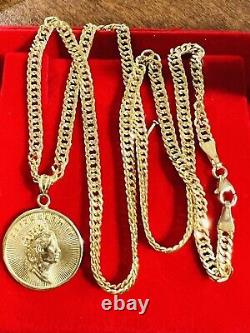 18K Real Gold Necklace Fine 750 Women's 18 long Queen Coin Necklace 3.5mm 8.2g