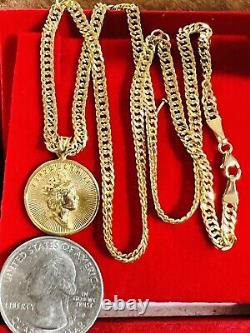 18K Real Gold Necklace Fine 750 Women's 18 long Queen Coin Necklace 3.5mm 8.2g