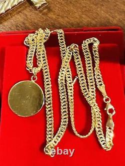 18K Real Gold Necklace Fine 750 Women's 18 long Queen Coin Necklace 3.5mm 8.2g