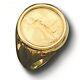 18k Solid Yellow Gold 20mm Mens Ring With 22k Fine Gold 1/10 Oz Us Liberty Coin