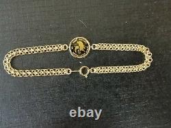 18ct Gold Bracelet Set With Fine Gold 4 Dollar Coin Royal Mint Dolphin