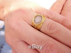 18ct gold coin ring, heavy 18k 750