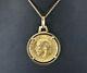 18k Yellow Gold 1927 King George V Georgivs 22k Coin Sovereign Pendant 14k Chain