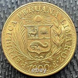 1900 Peru 1 Libra. 917 Fine Gold Coin. 2354 oz