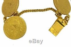 1900s Antique Estate 22k Gold Liberty Head $5 Gold Coin Gypsy Bracelet