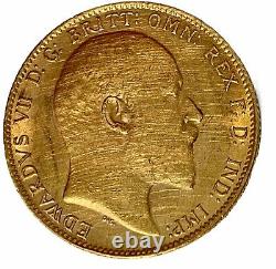 1902 Gold Full Sovereign Coin London Mint King Edward VII Collectible Very Fine