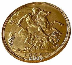 1902 Gold Full Sovereign Coin London Mint King Edward VII Collectible Very Fine