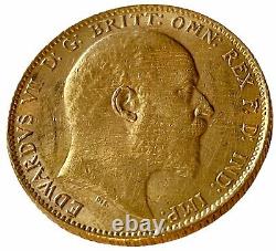 1902 Gold Full Sovereign Coin London Mint King Edward VII Collectible Very Fine