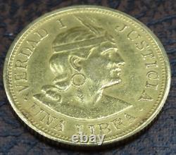 1902 Peru 1 Libra Gold Coin. 9187 Fine KM #207 89,000 Minted