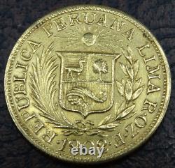 1902 Peru 1 Libra Gold Coin. 9187 Fine KM #207 89,000 Minted