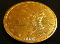 1904 $20 GOLD Liberty Double Eagle United States of America coin solid pure fine