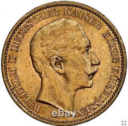 1904-A Wilhelm II Prussia 20 Mark Gold Coin German States Pure Fine BU Lustrous