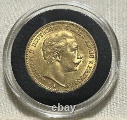 1904-A Wilhelm II Prussia 20 Mark Gold Coin German States Pure Fine BU Lustrous