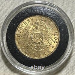 1904-A Wilhelm II Prussia 20 Mark Gold Coin German States Pure Fine BU Lustrous