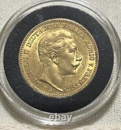 1904-A Wilhelm II Prussia 20 Mark Gold Coin German States Pure Fine BU Lustrous