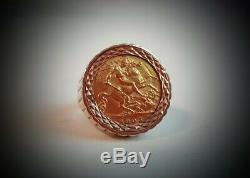 1905 Half Sovereign 22k Gold Coin Mens Ring 9ct Size 7.75 (St. George On Horse)