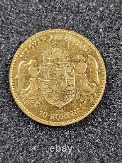 1906 Hungary Hungarian 10 Korona Gold. 900 Fine ASW 0.09802 oz Coin