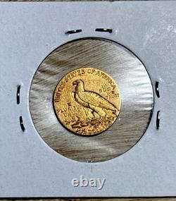1908 $2.50 Indian Head Gold Quarter Eagle Coin, XF