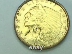 1909 Indian Head $2.50 quarter Eagle Gold coin pendant. 4.8gm