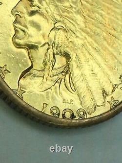 1909 Indian Head $2.50 quarter Eagle Gold coin pendant. 4.8gm
