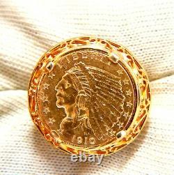 1910 $2.5 Fine Gold Coin Ring 14kt Bullion Deco