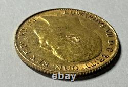 1910 Gold Great Britain Edward Vii. 917 Fine Gold 1/2 Sovereign Coin